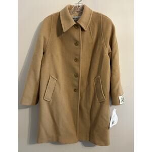 Marvin Richards Women Overcoat Camel Hair Beige Button Size 8 Petite NEW